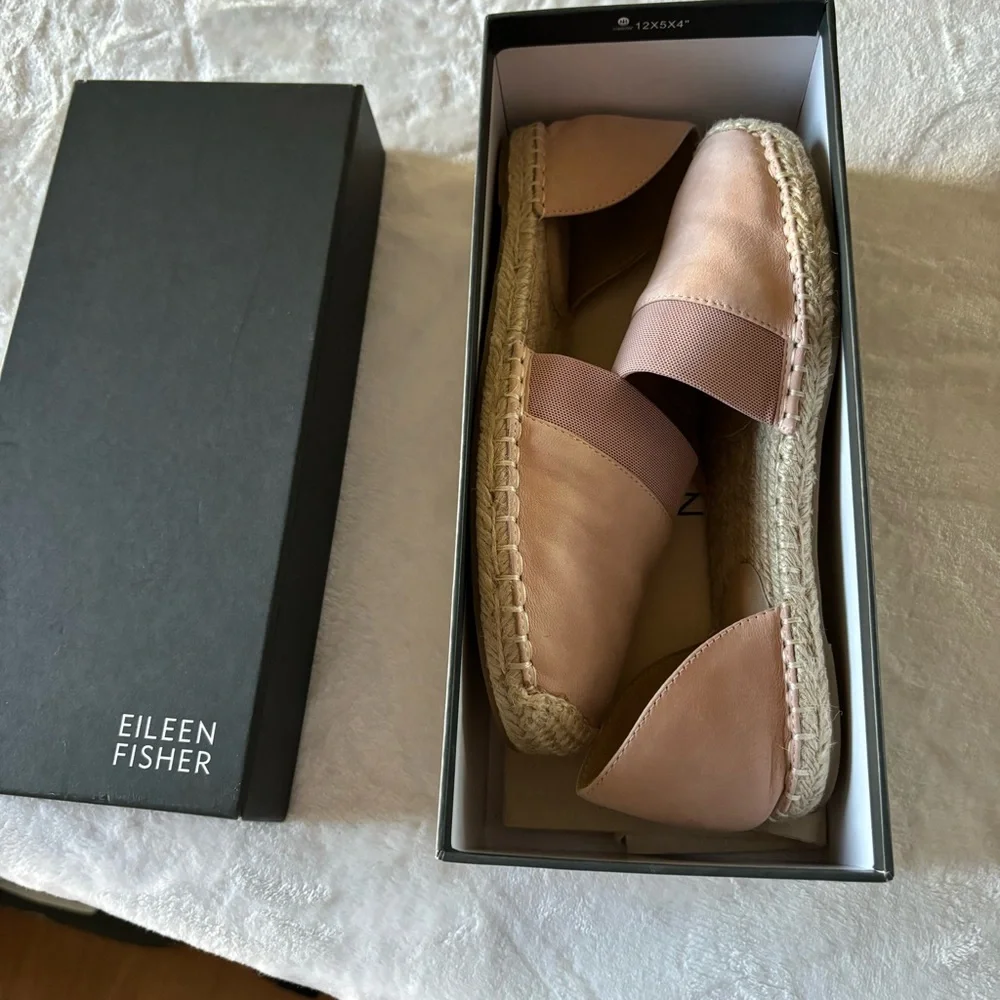 Eileen Fisher Womens Lady Nubuck Flats Slip On Espadrilles Shoes Blush Size 8.5M